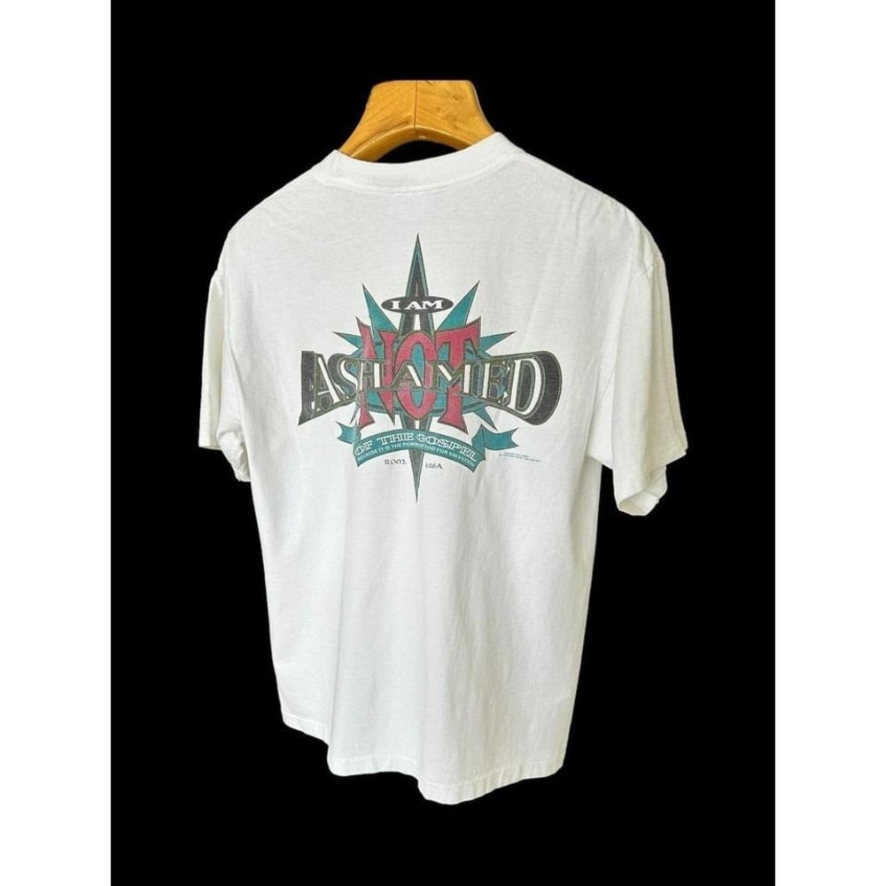 Vintage Jesus I Am Not Ashamed‎ Of The Gospel Tshirt XL Sof-Tee By Teejays